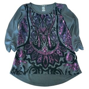 Style & Co y2k Velvet Burnout Purple Black Whimsygoth Dark Fairy Plum sz Small